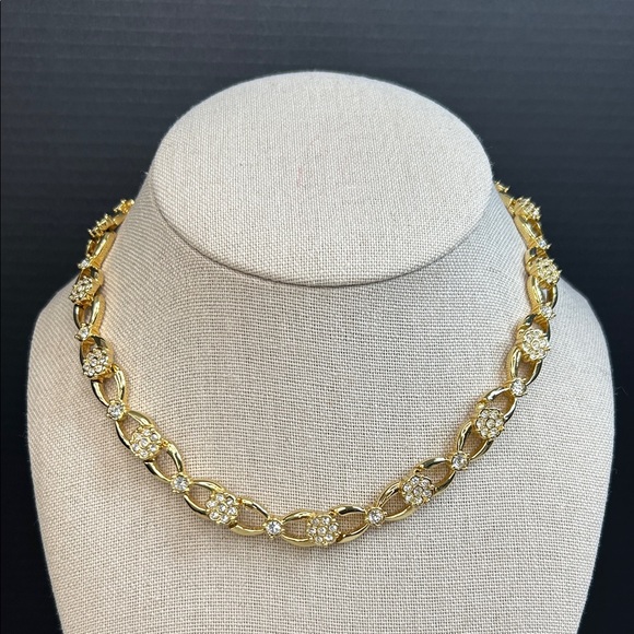 Elegant Swarovski Gold Crystal Collar Necklace